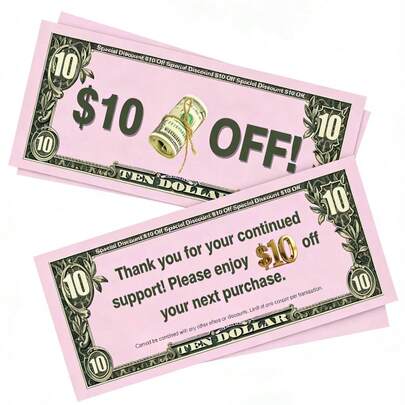50pcs $10 Style Gift Vouchers, Suitable For Small Business Loyalty Rewards And Customer Appreciation Coupons