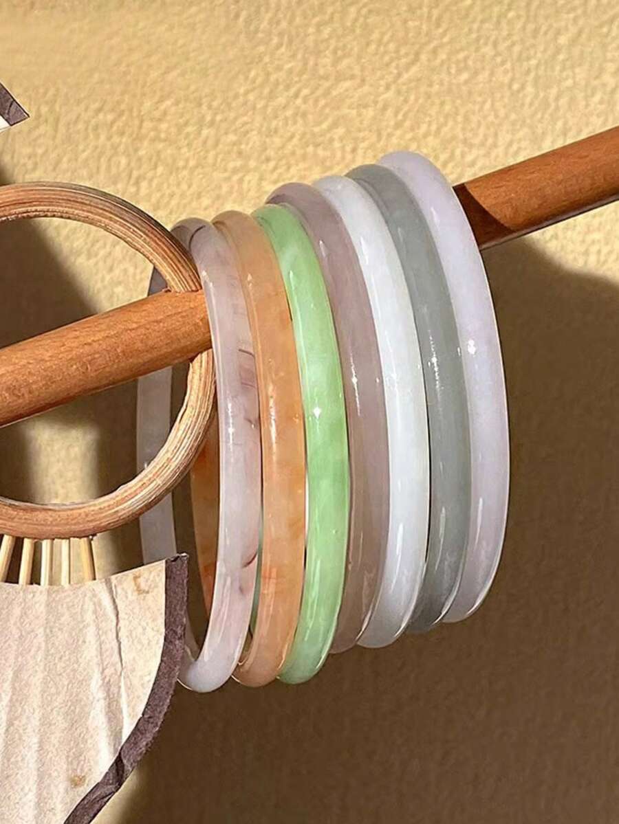 1 chiếc vòng tay giả ngọc bích nhiều màu sắc hình chuông, kiểu dáng thanh lịch, độc đáo, thích hợp để đeo hàng ngày, đi nghỉ mát, du lịch, đi biển. Món quà hoàn hảo dành cho phụ nữ, người yêu, vợ hoặc bạn bè, dịp Giáng sinh, Ngày Valentine, Ngày của Mẹ, trang sức năm mới | Phụ kiện tinh tế - Nhiều màu - Xem 1