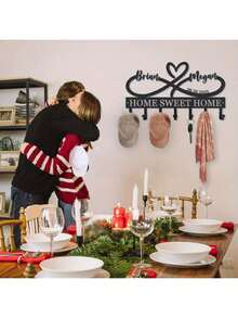 HELLOYOUNG 1pc Personalized Wall-Mounted Key Holder, Metal Infinite Heart Shaped Key Hook, Can Be Used As Key Holder, Coat Rack, Customized Name Key Rack, Wall-Mounted Key Rack, Suitable As Valentine's Day Gift, Housewarming Gift. Multi-Functional, Durable, Anti-Mold, Decorative, Reusable, Exquisite, Fashionable, High-Quality, Cute, Modern, Customized, Unique, Personalized. Ideal Gift For Him, Her, Boyfriend, Girlfriend, Dad, Mom, Family - Multicolor - View 3