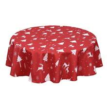 Rectangular Waterproof Christmas Tablecloth - Deer And Tree Design - Durable Polyester - Perfect For Parties, Home And Outdoors - Festive Table Decoration - 60x120/60x102 Inches - White 60" - View 1