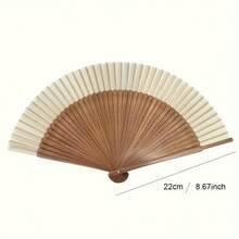 1Pc Vintage Bamboo Folding Hand Fan, Portable Summer Handheld Fan, Wooden Frame Bamboo Decor, Ideal For Mother's Day, Graduation, Birthday Gift & Accessories - 原色 - 查看 4