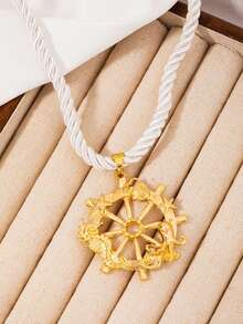 1 pieza Collar con estrella de mar de estilo exagerado de océano - timón - Ver 1