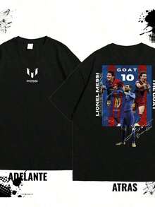 100% Pure Cotton Casual Sports Printed Style - Soft & Comfortable Crew Neck Short Sleeve Tee, Hip Hop Streetwear Fashion Top For All Seasons, Lionels Messis GOAT 10 Graphic Design, Casual Streetwear |     Round Neck Tshirt |     Cotton Shirt - White - View 7