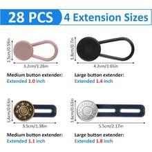 28 chiếc miếng nối dài cúc quần jean, miếng nối dài eo quần jean, miếng nối dài cúc quần cho nam và nữ, miếng nối dài eo không đường may 1-1,8 inch, phụ kiện unisex. - Nhiều màu - Xem 8