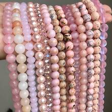 Đá tự nhiên Thạch anh hồng, tinh thể màu hồng, mắt mèo, Howlite, Ngọc bích, hạt tròn rời để làm trang sức, vòng tay DIY - Nhiều màu - Xem 5