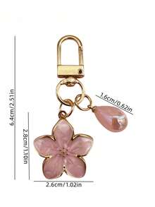 Elegant Cherry Blossom Shaped Keychain Inlaid With Multicolored Pearls, Ladies' Bag Decoration, Car Key Pendant, Perfect For Gifting To Friends And Family During Holidays - 粉色 - 查看 3