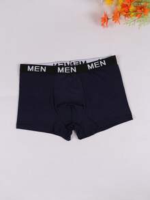 2条装男士简约日常三角裤，性感臀部字母印花弹力腰带内裤 - 藍色 - 查看 2