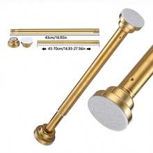 27.56-84.65英寸重型伸缩窗帘杆，黑银色，防锈，无需钻孔，不锈钢弹簧杆，带超宽防滑垫，适用于浴室/厨房/衣柜 - 浴簾桿 - 查看 14