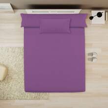 Ecommerc3 3-4 Piece Cotton Sheet Set, Fits Beds 80-200 Cm, Wide Variety Of Colors - Lila - View 9