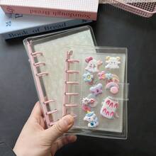 A6/A7 Single-Hole Transparent Notebooks, Pink Binder Stickers Notebooks, Sticker Notebooks, Photo Card Organizers, Dual-Button Soft Leather Transparent Covers For Notebooks, Handmade DIY Diaries, Albums, Stickers, Notebooks, Planners, Student Stationery, Office Supplies - Sets - View 7