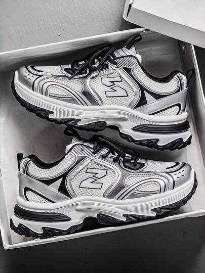 Men's Chunky Platform Sneakers – Casual Athletic Walking Shoes, Breathable Mesh Thick Sole Fashion Trainers