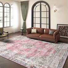 GEL HUT MUN 850gsm Velvet Floral Vintage Plush Soft Thick Non-Slip Bedroom Modern Velvet Carpet, Fashionable Colors And Soft Texture, Extremely Comfortable. With Bohemian Floral Design - Low Pile, Machine Washable, Suitable For Living Room, Bedroom, Dining Room And Office - Rectangular Shape, Lightweight, Machine Woven - 1 - View 3