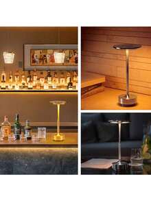 Modern Dimmable Touch Desk Lamp, 3 Color Temperatures, Metallic Texture, Portable Wireless Aluminum Night Light, Adjustable Lighting, Rechargeable Lithium Battery, Suitable For Home, Office, Bar Decoration - UFO Table Lamp - View 6