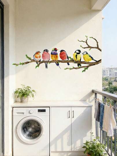 1pc Tree Branch Bird Decorative Sticker, Removable Creative Bird Wall Decal, DIY Vinyl Art Mural Suitable For Boys, Girls, Children Bedroom, Living Room, Nursery Decor