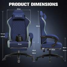Fabric Gaming Chair With Footrest, Ergonomic Computer Desk Chair With Pocket Spring Cushion Home Office High Back Support Lumbar Support Heavy Duty Wide - Navy Blue - View 6