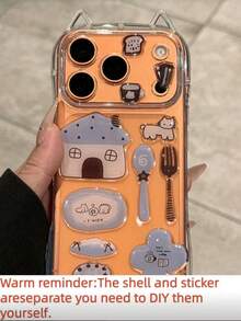 Cute And Fun Bear, Snowman, Tree Pattern Stickers, Compatible With IPhone 17 Pro Max, 17 Pro, 17, 16 Pro Max, 16 Pro, 16, 15 Pro Max, 15 Pro, 15, 14 Pro Max, 14 Pro, 13 Pro Max, 12 Pro, 12, 11. Creative Cat Ear Anti-Drop Transparent Protective Cover, Designed For Girls - Clear - View 6