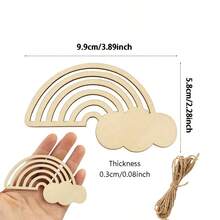 10/20pcs Set Of Rainbow Cloud Shaped Decorations, Gift Packaging Labels, Wooden Blank Wood Chips, Suitable For DIY Handicrafts, Holiday Party And Birthday Decorations, Perfect Gifts, Spring Decorations - Multicolor - View 2