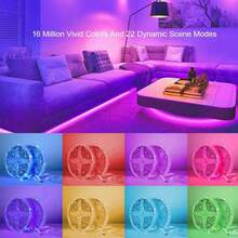 100ft RGB Music Sync Color Changing LED Strip Lights, With Smart APP Control Remote, Suitable For Bedroom Room Lighting, Soft Home Decor - Colored Light - View 2
