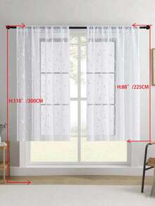 1 pièce Rideau transparent brodé, motif floral, avec poche pour tringle, en fibre de polyester avec protection UV et respirabilité, convient pour le salon, la chambre à coucher, la salle à manger - Blanc - Voir 58