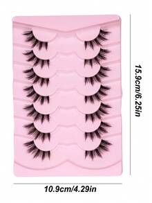 7对猫眼半条假睫毛，透明梗，3D立体轻盈，自然精致，交叉设计，适合日常佩戴和通勤。 - 黑色 - 查看 5