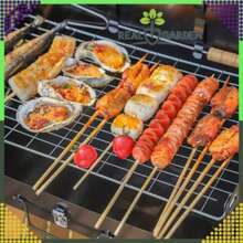 Parrilla de carbón portátil plegable con diseño de maleta, con parrilla y juego de cubiertos. Ligera, compacta, fácil de transportar y guardar, se despliega rápidamente. Barbacoa multicombustible para acampar, hacer senderismo, picnics, jardín, balcón, terraza, playa, viajes al aire libre, viajes por carretera, autocaravana, patio, barbacoa familiar y aventuras turísticas. Fácil de limpiar y lista para usar. - Negro - Ver 5
