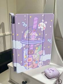 This Exquisite And Adorable Cartoon Anime Rabbit And Bear Star Double-Sided Acrylic Crystal Clear Back Cover Is Shock-Resistant And Durable, Suitable For IPad 7th, 8th (10.2 Inch) And 10th Generation. It Has A Built-In Pen Slot, Supports Sleep/Wake Function And Multiple Folding Stand Modes, Making It An Excellent Holiday Gift. - Multicolor - View 6