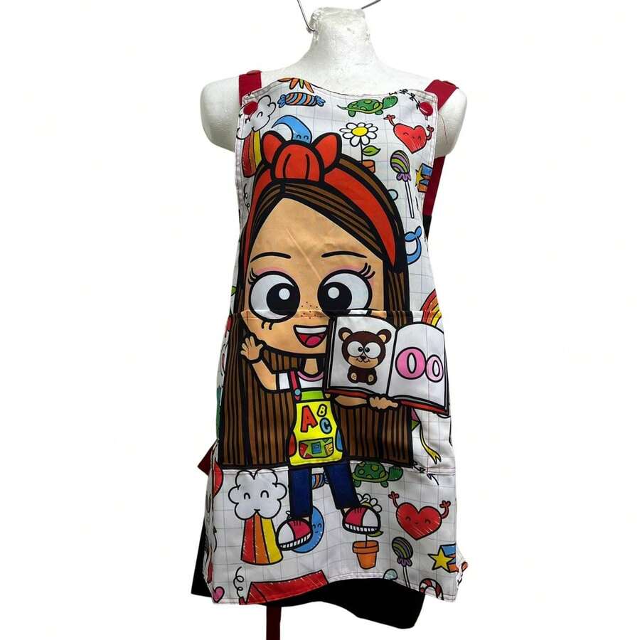 Teacher's Apron Smock With Pockets, One Size Fits All - Style And Comfort - White - View 1