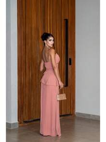 Luxury Strapless Dress In Structured Crepe - Perfect For Bridesmaids And Gala Events - Rose - View 4