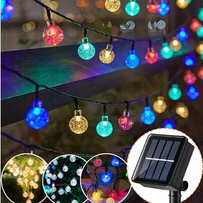 Solar String Lights, Solar Bubble Ball Lights, Solar Garden Outdoor Lights, Solar Crystal Ball Lights, 8 Modes, 20/50/100 LED Lights, Warm White/Colorful White Light Options, Suitable For Christmas, Holidays, Christmas Tree, Lawn, Yard, Porch, Camping, Gazebo, Pub, Wedding, Party Decoration