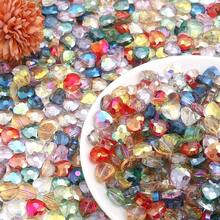 50颗9x8毫米璀璨交响乐彩色切割闪亮玻璃水滴草莓珠，适用于窗户装饰、悬挂装饰、人造水晶玻璃珠——珠宝制作DIY珠子和珠子组合，适合制作独特的手链、耳环、水晶手机壳、发饰、吊坠、服装装饰和工艺品——是创意项目和时尚配饰的理想之选 - 水滴珠 - 查看 9
