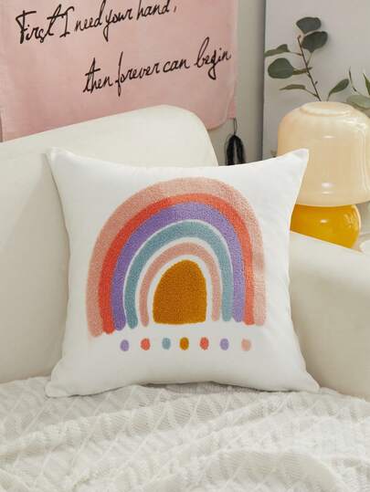 LCUHPCL 1件装3D刺绣彩虹装饰抱枕套，家居装饰，适用于客厅、卧室、派对、沙发等各种环境，春夏款