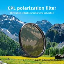 CPL偏振滤镜，可减少或消除水面、玻璃和植物的反射，减少非金属物体的眩光和反射，可减少1-2档曝光，在某些情况下可替代ND2和ND4中性密度滤镜的功能，减少刺眼光线并增强图像层次感，适用于数码单反相机的前置螺纹接口，提供多种直径尺寸：37/39/40.5/43/46/49/52/55/58/62/67/72/77/82毫米 - 查看 3