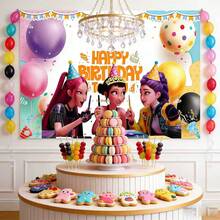 1件动漫韩流生日派对背景横幅拍照道具（随机款式） - 彩色 - 查看 9