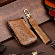 1pc Handmade Genuine Leather Key Fob Holder Case Cover For Lexus/ Key - one-size - View 3