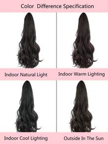 黑色马尾辫接发，女士专用，18英寸大波浪卷发，爪夹式马尾辫，自然合成假发接发，易于使用，蓬松不打结 - 彩色 - 查看 7