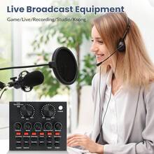 2026 Podcast Microphone Bundle, Condenser Mic With Live Sound Card Kit, Podcast Equipment Bundle With Voice Changer And Mixer Functions, Podcast Microphone For Vlog Living Broadcast  ,Gamer Podcasting, Recording, Singing, Streaming - 1張V8現場音效卡 - 查看 9