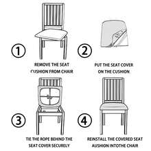 1件/4件/6件装印花方形座椅套，弹性可拆卸可水洗椅套，适用于餐厅、厨房 - 彩色 - 查看 4