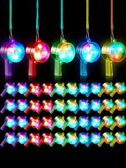 8pcs LED Luminous Whistle, Luminous Party Favors, Glow In The Dark Festival Accessories, Party Supplies, LED Luminous Whistle With Lanyard Necklace, Glowing & Flashing Whistle In The Dark, Suitable For Adult Birthday Party Gifts, Glow In The Dark Glitter Party Supplies For Adult Use Only