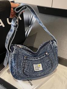 Women's New Fashion Versatile Dumpling Shaped Large Capacity Crossbody Bag - Blue - View 4