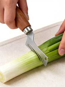 1/2 piezas Picador de cebolla con mango de madera, herramienta de cocina eficiente y uniforme, picador manual de cebolleta/ajo, rebanador de verduras, accesorio práctico para el hogar y el restaurante - Multicolor - Ver 9