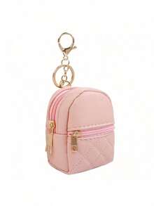 "Mini Backpack Keychain For Women, Cute Bag Keyring, Coin Pouch, Card Holder & Cable Organizer – Zipper Storage, Perfect For All Seasons" - Black - View 2