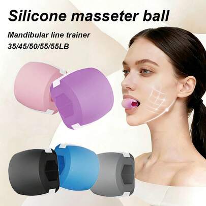 下颌线塑形面部健身球，下颌肌肉和颈部锻炼器 - 塑造下颌线，使脸部更纤细紧致，更显年轻 - 有助于缓解压力和食欲 - 下巴放松球面部训练器，面部瑜伽配件