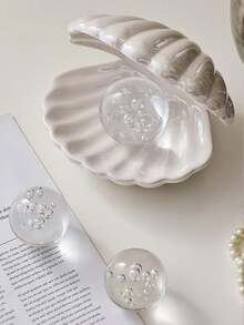 Ceramic Shell-Shaped Jewelry Storage Tray, Shell-Shaped Jewelry Dish Stand, Small Ceramic Item Dish, Shell-Shaped Jewelry Storage Dish, Ring Tray, Key Bowl, Decorative Jewelry Dish, Cute Room Decoration Jewelry Storage, Suitable For Storing Rings, Earrings, Necklaces, Bracelets, Cute Shell-Shaped Jewelry Dish, Suitable For Bedroom, Bathroom, Entrance Key Dish And Other Scenes. - Multicolor - View 3