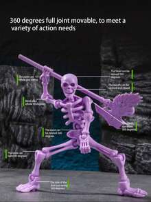 1 Set Fully Articulated Skeleton & Skull Posable Figure, DIY Assembly Desktop Decor Or Interactive Stress Relief Toy, Mechanical Function, Suitable As Birthday Gift, Youth Collectible Model, Movable Doll, Skeleton, Posable Figure - Skeleton - View 5