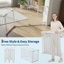 Parque para Mascotas de Varios Paneles, Barrera de  Ampliable de 3/6/8 Piezas con Kit de Montaje en Pared, Valla Interior para Mascotas para Escaleras, Puertas y Salón - 6 piezas - blanco - Ver 5