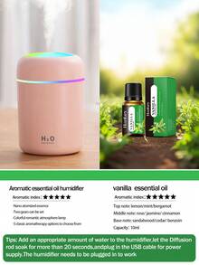 300ml Capacity Color Humidifier, Portable Plug-In USB, Cold Fog Function And Bright Ambient Light, Home Decoration Aromatherapy Diffuser. Suitable For Cars, Bedrooms, Living Rooms, And Offices, Used For Daily Air Humidification And Anti Drying. - 多色 - 查看 17