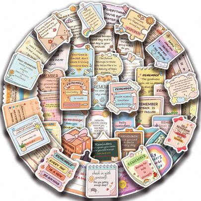 50pcs Inspirational English Phrases Stickers, Creative Doodle Stickers, Office Supplies, Mobile Phone And Computer Stickers, High-Value, Exquisite, Cool Stickers, Fun, Classic, Colorful Cartoon Designs, Gift Decorations, Phone Case Decoration Stickers, Reusable, Colorful Cartoon Designs, Suitable For Water Bottles, Skateboards, Mobile Phones, Etc., Perfect For School Supplies, A Top Gift For Holidays