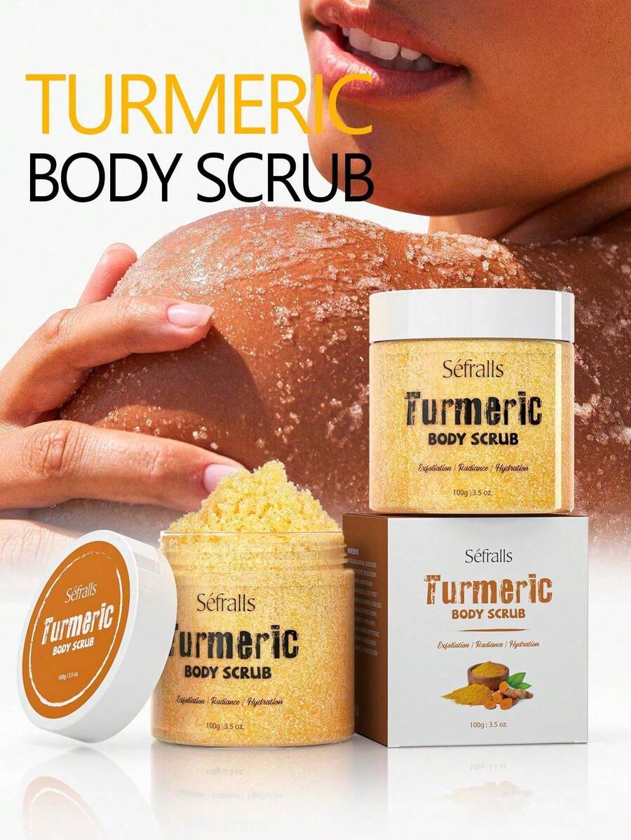 Sefralls 100g Turmeric Exfoliating Body Scrub For Smooth & Glowing Skins, ,Has The Effect Of Gentle Exfoliation, Deep Cleansing And Moisturizing. - Turmeric - View 1