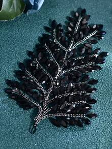 1pc Elegant Handmade Full Crystal Headband, Bridal Hair Accessory For Wedding, Holiday Party, And Daily Wear - Black - View 7