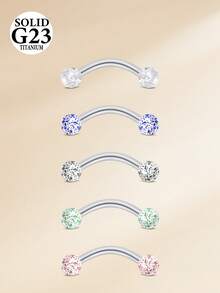 5PCS 16G Titanium Alloy Eyebrow Piercing Rings,Eyebrow Studs Clear Ball Curved Barbell Helix Daith Piercing Body Jewelry For Women Men - Silver - View 7